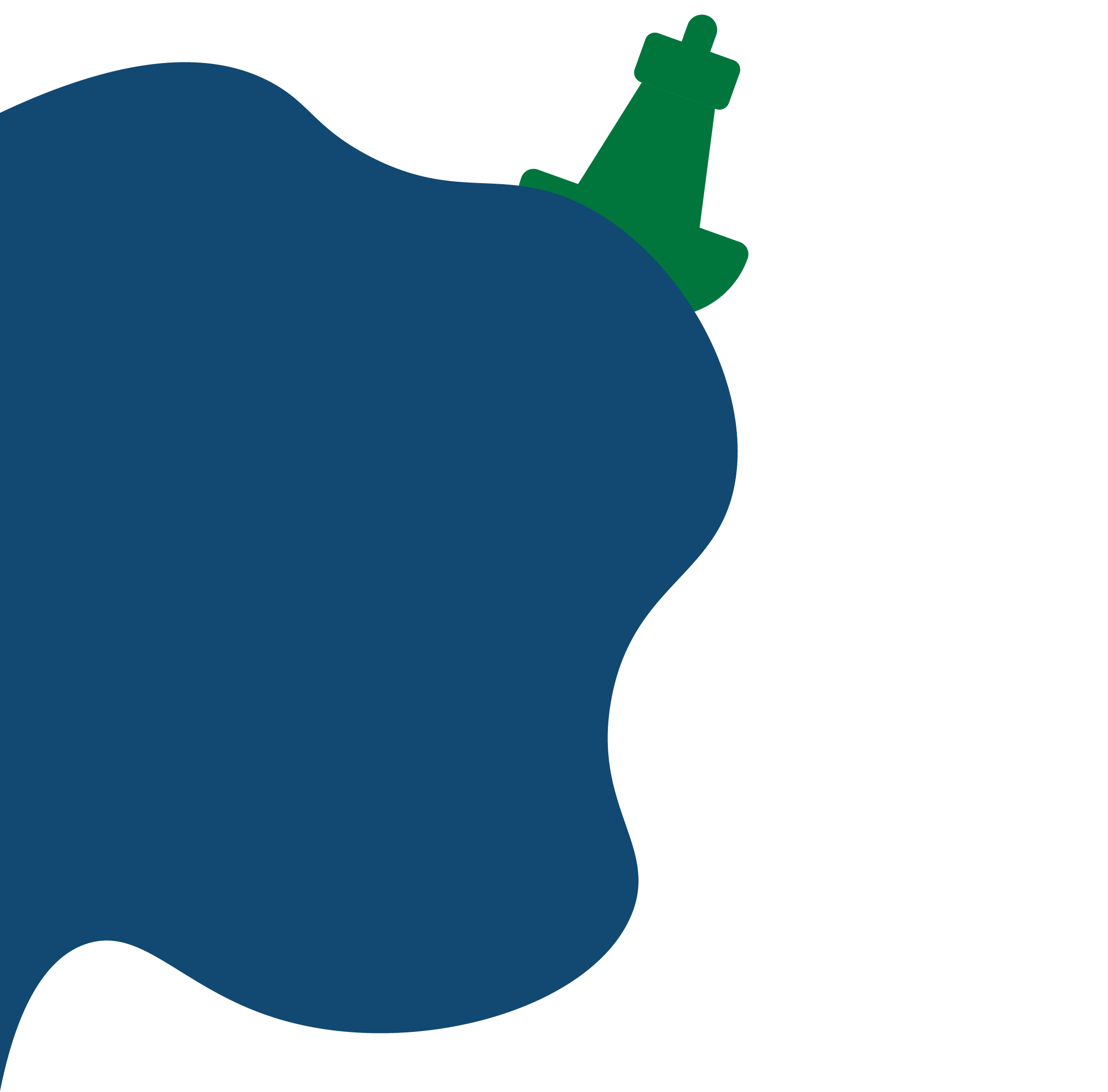 Minimalistic illustration of a blue wave with a green buoy in the background, symbolizing guidance and stability on the water.