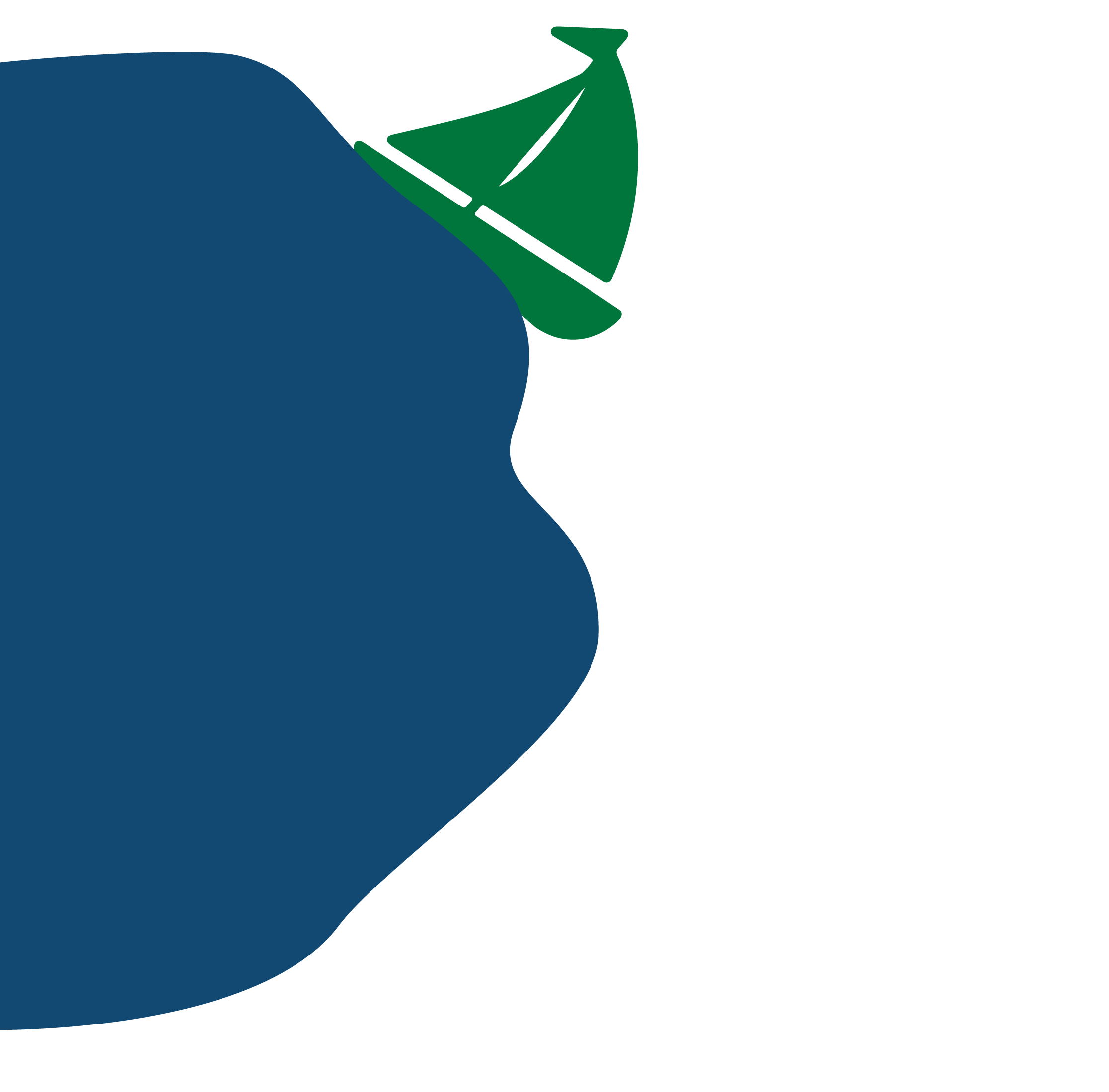 Minimalistic illustration of a blue wave with a green sailboat in the background, symbolizing adventure and tranquility on the water.